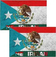 2 Pcs 12x18 Inch Mexico and Puerto Rico Car Flags Mexirican Car Flags Double Sided Printed Window Flags for Automobile Decoration (Flag Only No Flagpole) 5