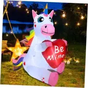 4 Ft Valentine's Day Inflatables Sitting Unicorn Outdoor Decoration, Lighted
