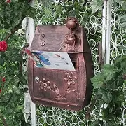 Mailbox Rust Resistant Iron Drop Box Rustic Vintage Post Box with Lock and Key Parcel Box Charming Rustic Look Design (Color : Bronze)