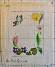 Springtime Flowers Butterfly Rectangle Clock Hand painted Needlepoint Canvas