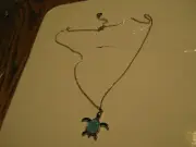 Blue Sand Sea Turtle Adjustable Necklace New