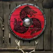 Wooden Medieval 24Inch Viking Shield,Handcrafted Battle Ready Wall Decoration