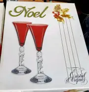 *NIB Cristal D'Arques Red Noel Fluted STEMWARE Glasses Christmas In Box