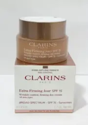 Clarins Extra-Firming Jour Wrinkle Control, Day Cream SPF 15 1.7oz NEW In Box