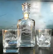 Jim Beam 200th Anniversary Crystal Glass Decanter With Matching Glasses-LAST SET