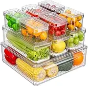10 Pack Fridge Organizer, Stackable Refrigerator Organizer Bins with Lids, BPA-Free Produce Fruit Storage Containers for Fridge Organizers Clear for Food, Drinks, Vegetable case