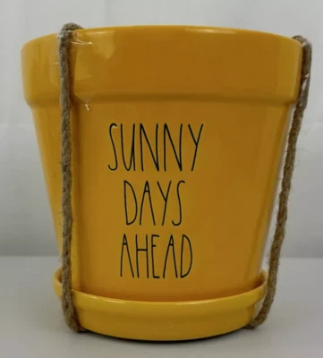 Rae Dunn "Sunny Days Ahead" Bright Yellow 7" Artisan Collection Planter