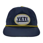 Yeti Big Wave Flat Brim Rope Hat Navy With Gold Rope Snapback Cap