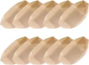Cabilock 100PCS Wooden Sushi Serving Tray Leaf Boat Plate Japanese Sashimi Dishe