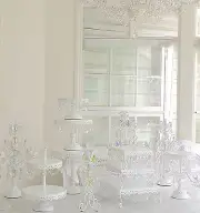 1 Shabby Crystal Prism White Chic Cupcake Wedding Birthday Cake Display Stand Nw