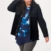 LOGO by Lori Goldstein - Denim Jacket with Stretch Corduroy - Black - Large