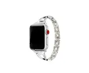 Stylish Metal X-shaped Shiny Watch with Steel Strap for Apple IWatch 5 4 3 2 1-Silver