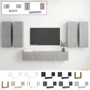 TV Cabinet Set 6 Piece Engineered Wood TV Stand Multi Colours/Sizes vidaXL
