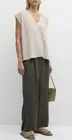 Ellen Fisher V-Neck Cap Sleeve Crepe Vest Bone Size Medium New NWT