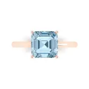 2.5 ct Asscher Cut Natural Aquamarine Wedding Bridal Promise Ring 14k Rose Gold