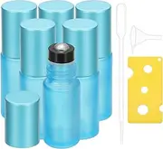 uxcell 6 Pcs Essential Oil Roller Bottles, 5ml/0.17oz Glass Roller Bottle Refillable Mini Leak-proof Roll on Bottles Containers for Essential Oils Perfume Fragrance, Blue