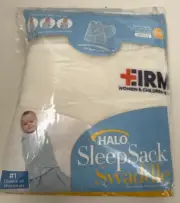 Halo Sleep Sack Swaddle 0-3M Newborn Ivory Cream Fleece Wings Hospital Logo NEW