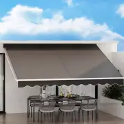 Instahut Folding Arm Awning, 4M X 3M Pearl Grey Retractable Blinds Outdoor Pa...