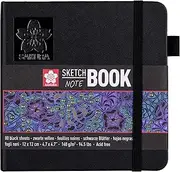 Sakura Sketch Notebook-80 Sheets, Black Pages, 12 x 12 cm