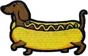 3" Funny Meme Dachshund Hot Dog Embroidered Iron On Patch