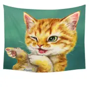 Gotcha Winking Cool Cat Ginger Kitten Tapestry