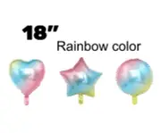 18" Rainbow Heart/Star/Round Shape Balloons Kids Girls Birthday Party Balloons