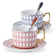 Bone China Tea Set Cup Saucer and Teaspoon Vintage Italian Style Ceramic Porcelain Tableware Afternoon Tea & Coffee Luxury Serveware - Infinity Ogee