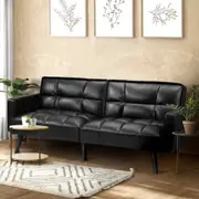 Oikiture Sofa Bed Futon Convertible Lounge 3 Seater Recliner Adjustable Couch Leather Velvet
