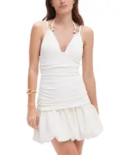 PatBO Breeze Jacquard Bubble Hem Mini Dress
