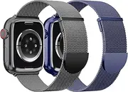 2 Pack Metal Magnetic Band Compatible with Apple Watch Bands 38mm 40mm 41mm 42mm 44mm 45mm 49mm Women Men,Milanese Loop Stainless Steel Mesh Adjustable Strap for iWatch Series 9 8 7 6 5 4 3 2 SE ultra