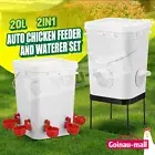 Auto Chicken Feeder Bird Waterer Set Food Water Dispenser Gravity Fed 20L