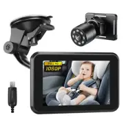 Baby Car Camera USB Plug, 4.3" HD Night Vision Car Baby Monitor with Camera, ...