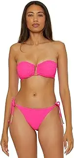 [Trina Turk] Women's Indio U-Wire Bandeau Bikini Top, Adjustable, Tie Back, Swimwear Separates
