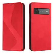 Google Pixel 6 Pro Case, PU Leather Flip Cover Magnetic Closure Wallet Card Slots Stand Case - Red