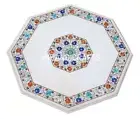 3'x3' Marble Chess Table Top Side Table Mosaic Pietra Dura Heritage Craft Table