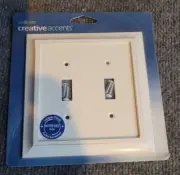 Creative Accents Lighting Plate Double Rocker Wall Plate Savannah White Wood 2t