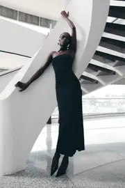 Velma Halter Collar Maxi Dress - Black