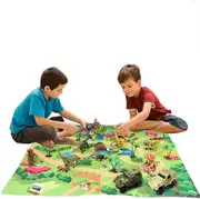 Carpet Dinosaur Figure with Play Mat, Dinosaur Toys Set, Dino Playset, Dragon with Rug, Play Mat and Car, Educational Toys for Kids, Dinosaur Toys ...