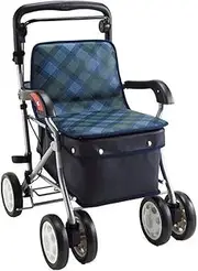 Walker, Elderly Walker, Aluminium 4 Wheeled Rollator Walker with Shopping Basket Foldable Walking Frame for Elderly Mobility Aid Height Adjustable Rolling Walker Little Surprise