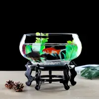 在飛比找Yahoo!奇摩拍賣優惠-創意加厚大小號金魚缸家用小型圓形玻璃魚缸辦公桌透明迷你烏龜缸