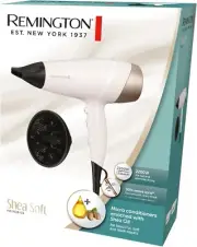 REMINGTON Shea Soft Ionic Hair Dryer Hairdryer White & Gold 2200W - NEW rrp $39+
