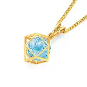 9ct Blue Topaz Prism Pendant in Blue