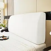 Namzi 1 Piece Thick Elastic Simple Plush Household headboard Cover Soft Package backrest Fully Wrapped BedHead Cover dust Protection Cover 2m Long (White)