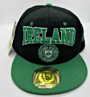 Kids Size Ireland Hat Cap New with Tags Black & Green Snap Back HCX