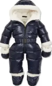 SAM BoysDark Blue Blizzard Puffer Snowsuit 12/18M Goose Down Real Fur Raccoon