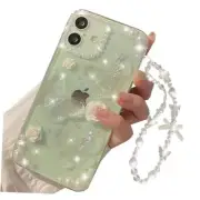 Clear Glitter Case, Cute 3D Butterfly Flowers Pearl Bling for iPhone 16 Plus