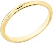 [Claddagh Gold] (7) - Dainty 14k Yellow Gold Comfort-Fit Band Traditional 2mm Wedding Ring for Women