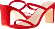 NEW SZ 10 The Drop Women's Avery Square Toe Two Strap High Heeled Sandal RED