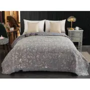 Patchwork Bed Quilt Stonewash Gun Metal Coverlet Queen Size 230x230cm