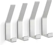 Coat Rack Hooks Wall Mounted, Silver 4Packs, KYOEON Bath Towel Rope Hooks for Kitchen, Door, Cabinet, Bathroom, Foyers, Hallways, and Bedrooms